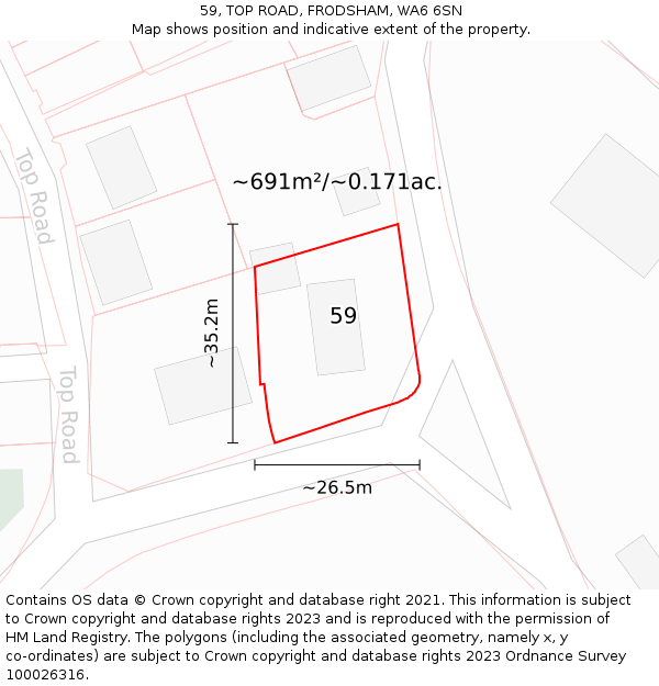 59, TOP ROAD, FRODSHAM, WA6 6SN: Plot and title map