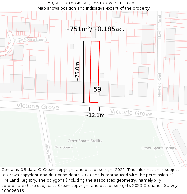 59, VICTORIA GROVE, EAST COWES, PO32 6DL: Plot and title map