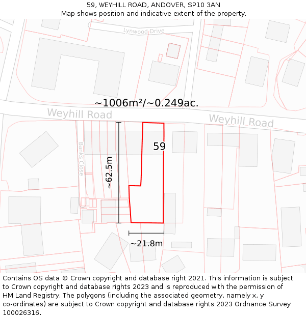 59, WEYHILL ROAD, ANDOVER, SP10 3AN: Plot and title map