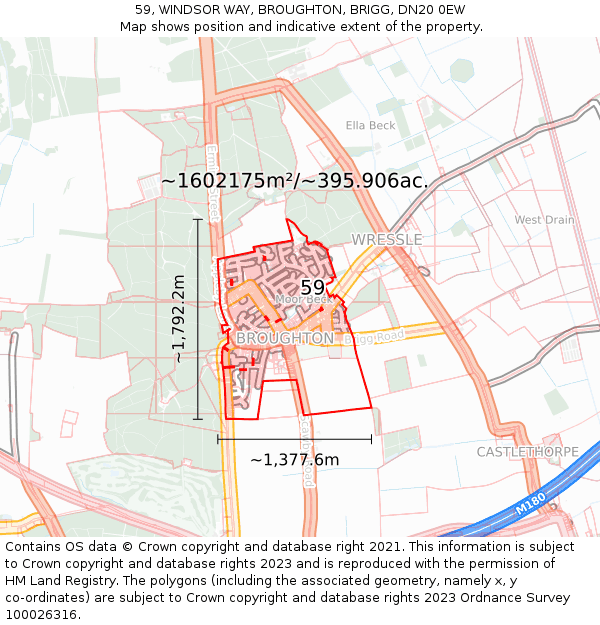 59, WINDSOR WAY, BROUGHTON, BRIGG, DN20 0EW: Plot and title map