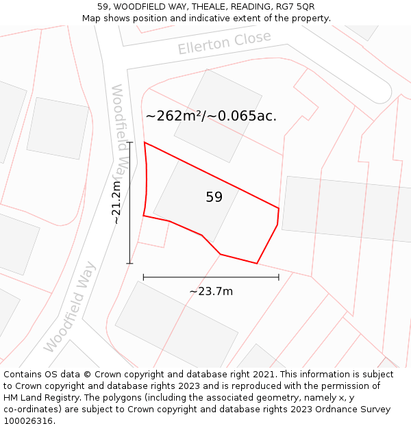 59, WOODFIELD WAY, THEALE, READING, RG7 5QR: Plot and title map