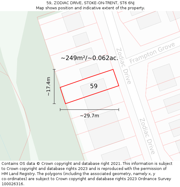 59, ZODIAC DRIVE, STOKE-ON-TRENT, ST6 6NJ: Plot and title map