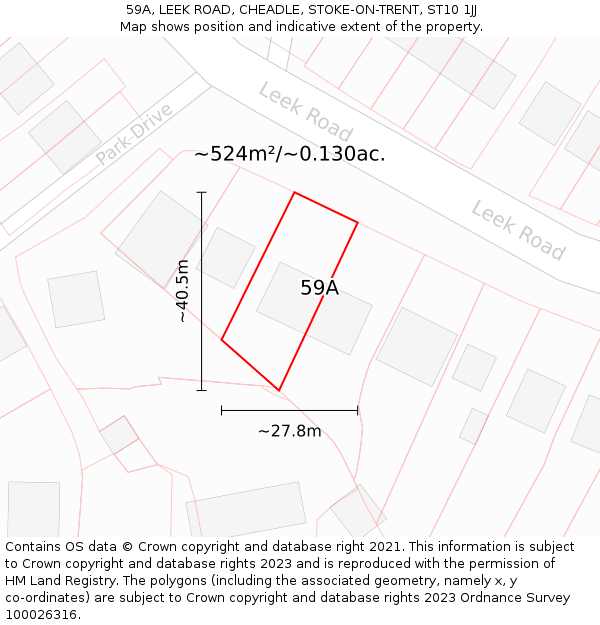 59A, LEEK ROAD, CHEADLE, STOKE-ON-TRENT, ST10 1JJ: Plot and title map