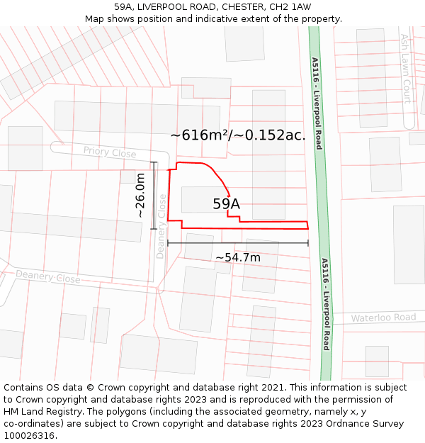 59A, LIVERPOOL ROAD, CHESTER, CH2 1AW: Plot and title map