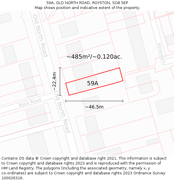 59A, OLD NORTH ROAD, ROYSTON, SG8 5EP: Plot and title map