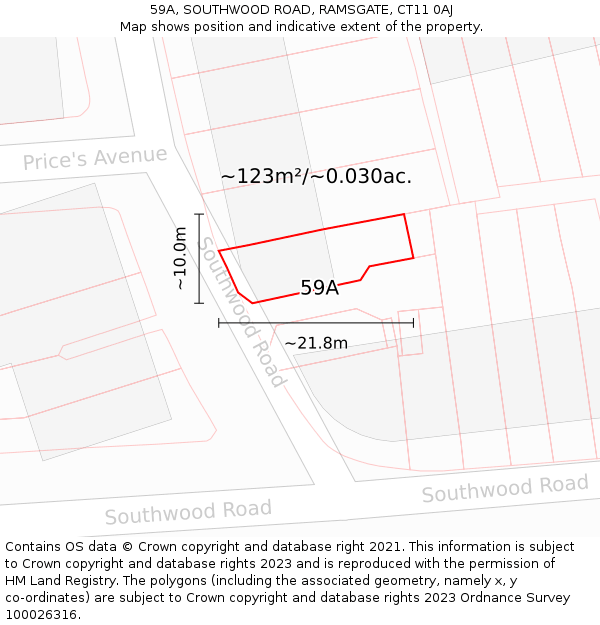 59A, SOUTHWOOD ROAD, RAMSGATE, CT11 0AJ: Plot and title map