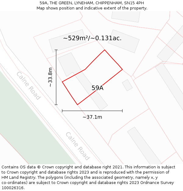 59A, THE GREEN, LYNEHAM, CHIPPENHAM, SN15 4PH: Plot and title map