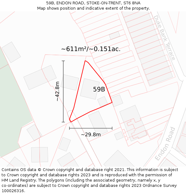 59B, ENDON ROAD, STOKE-ON-TRENT, ST6 8NA: Plot and title map