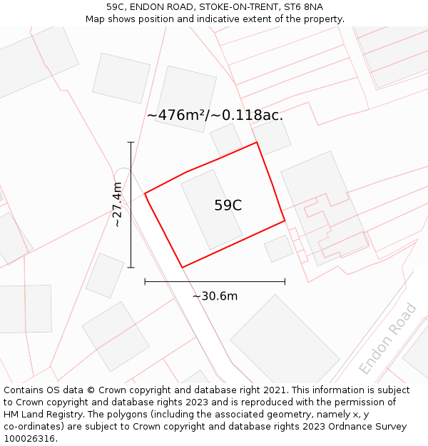 59C, ENDON ROAD, STOKE-ON-TRENT, ST6 8NA: Plot and title map