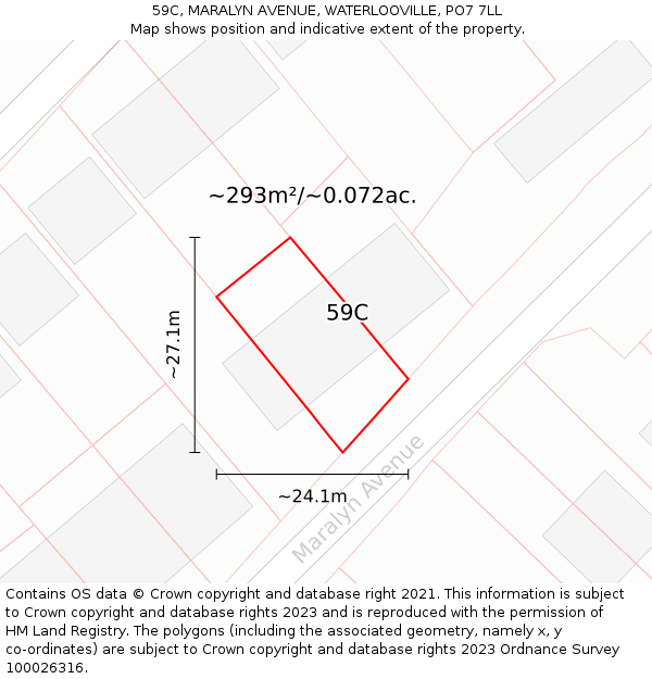 59C, MARALYN AVENUE, WATERLOOVILLE, PO7 7LL: Plot and title map