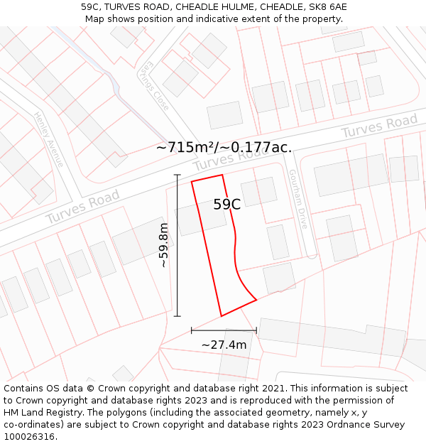 59C, TURVES ROAD, CHEADLE HULME, CHEADLE, SK8 6AE: Plot and title map