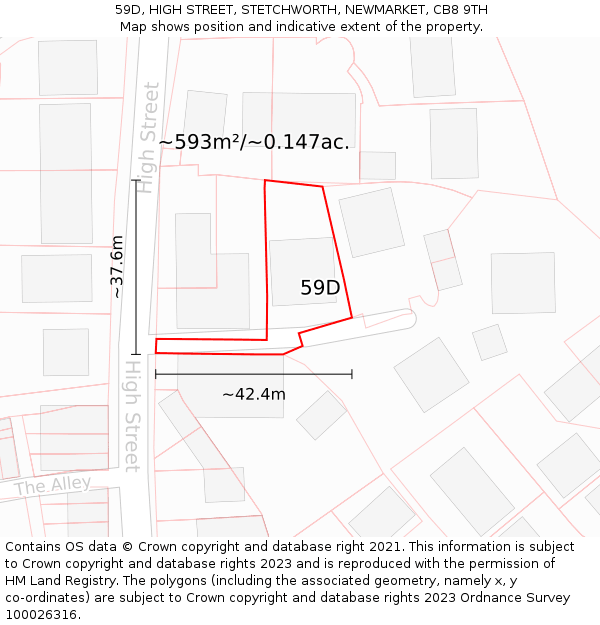 59D, HIGH STREET, STETCHWORTH, NEWMARKET, CB8 9TH: Plot and title map