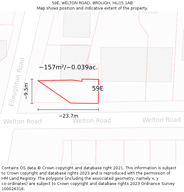 59E, WELTON ROAD, BROUGH, HU15 1AB: Plot and title map