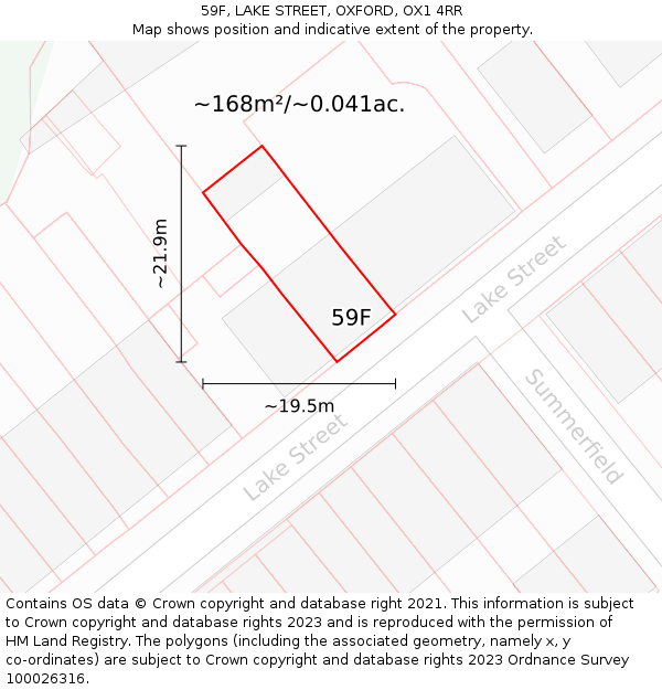 59F, LAKE STREET, OXFORD, OX1 4RR: Plot and title map