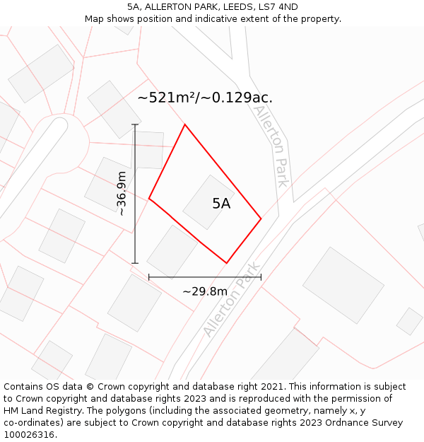 5A, ALLERTON PARK, LEEDS, LS7 4ND: Plot and title map