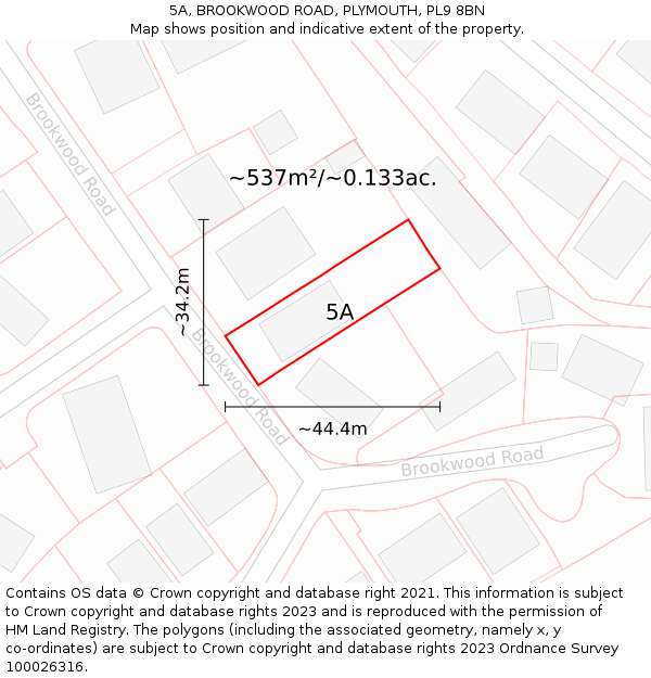 5A, BROOKWOOD ROAD, PLYMOUTH, PL9 8BN: Plot and title map