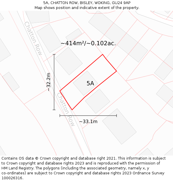 5A, CHATTON ROW, BISLEY, WOKING, GU24 9AP: Plot and title map