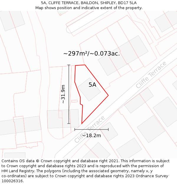 5A, CLIFFE TERRACE, BAILDON, SHIPLEY, BD17 5LA: Plot and title map