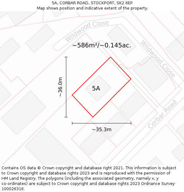 5A, CORBAR ROAD, STOCKPORT, SK2 6EP: Plot and title map