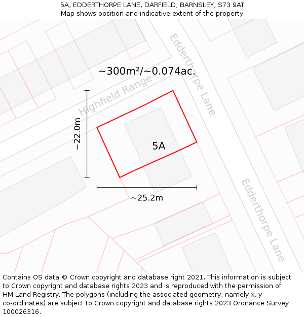 5A, EDDERTHORPE LANE, DARFIELD, BARNSLEY, S73 9AT: Plot and title map