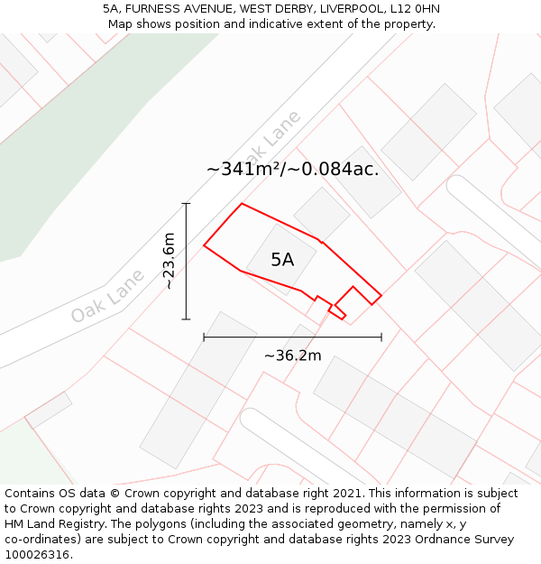 5A, FURNESS AVENUE, WEST DERBY, LIVERPOOL, L12 0HN: Plot and title map