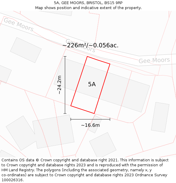 5A, GEE MOORS, BRISTOL, BS15 9RP: Plot and title map