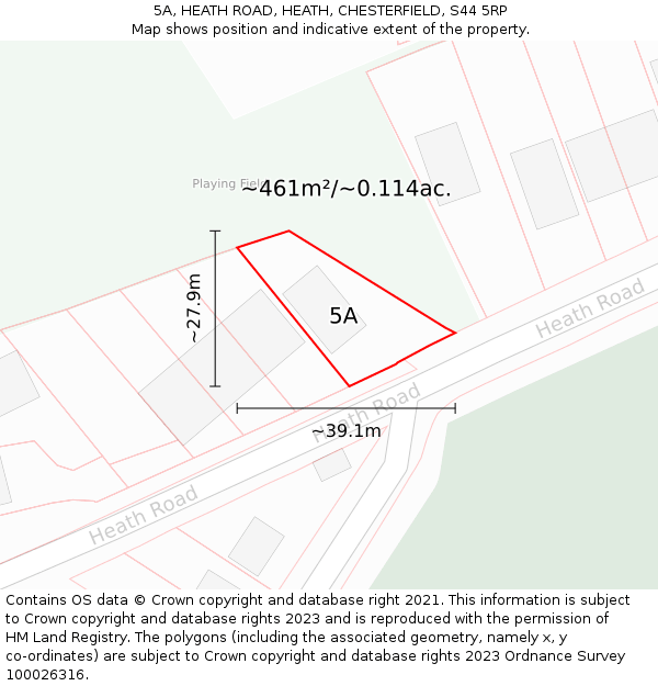 5A, HEATH ROAD, HEATH, CHESTERFIELD, S44 5RP: Plot and title map