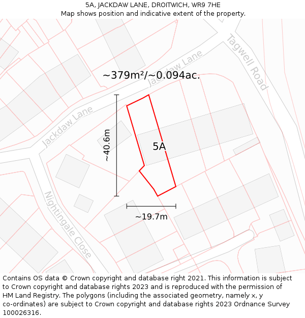 5A, JACKDAW LANE, DROITWICH, WR9 7HE: Plot and title map
