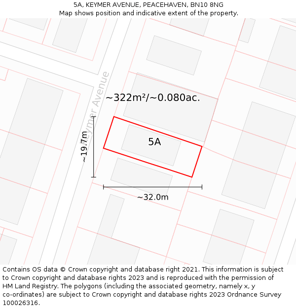 5A, KEYMER AVENUE, PEACEHAVEN, BN10 8NG: Plot and title map