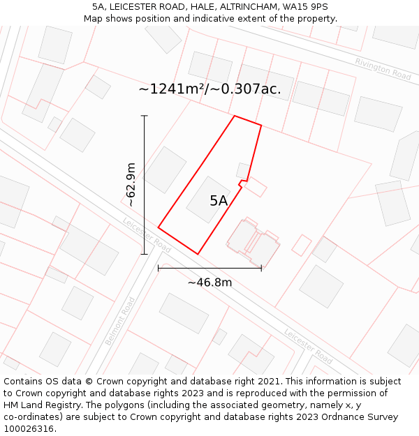 5A, LEICESTER ROAD, HALE, ALTRINCHAM, WA15 9PS: Plot and title map