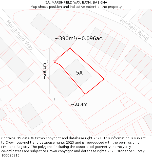 5A, MARSHFIELD WAY, BATH, BA1 6HA: Plot and title map