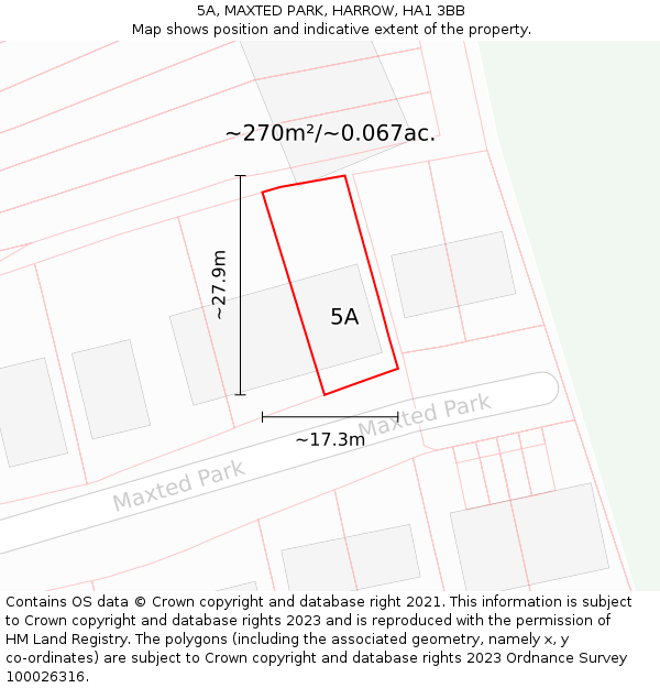 5A, MAXTED PARK, HARROW, HA1 3BB: Plot and title map