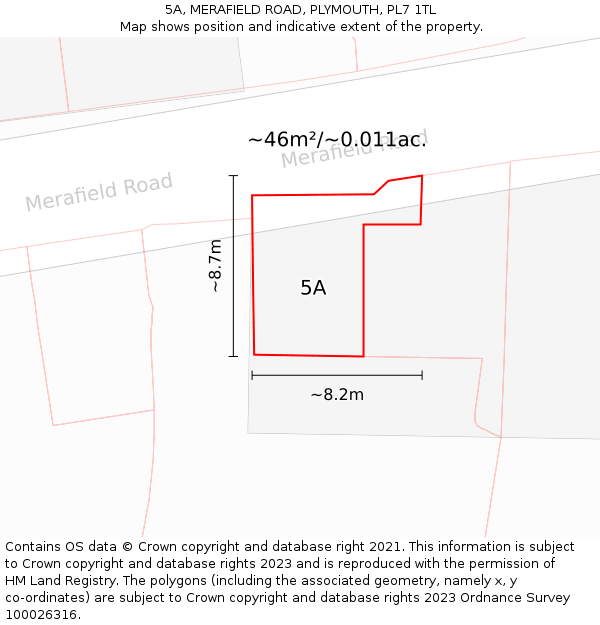 5A, MERAFIELD ROAD, PLYMOUTH, PL7 1TL: Plot and title map