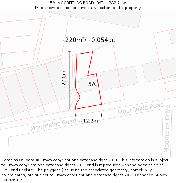 5A, MOORFIELDS ROAD, BATH, BA2 2HW: Plot and title map