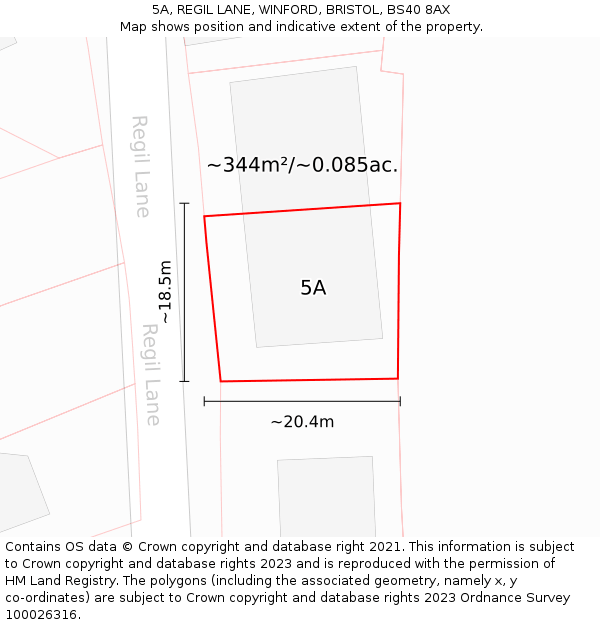 5A, REGIL LANE, WINFORD, BRISTOL, BS40 8AX: Plot and title map