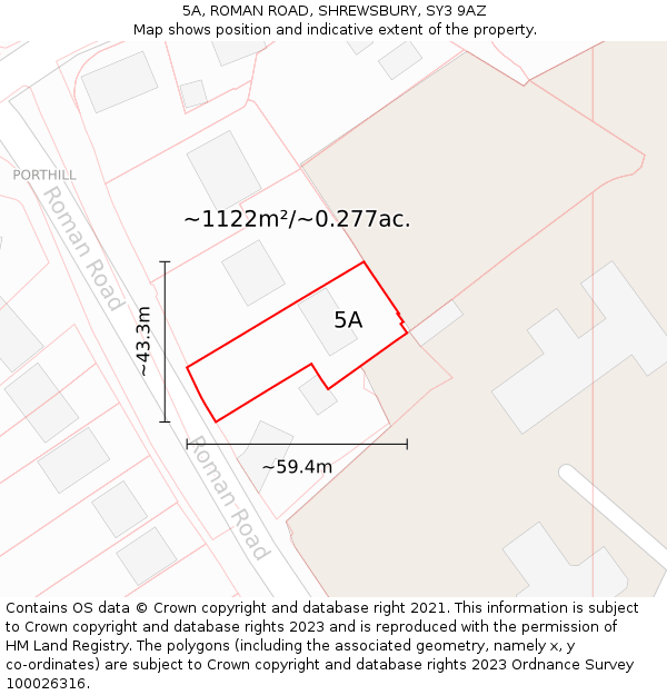 5A, ROMAN ROAD, SHREWSBURY, SY3 9AZ: Plot and title map