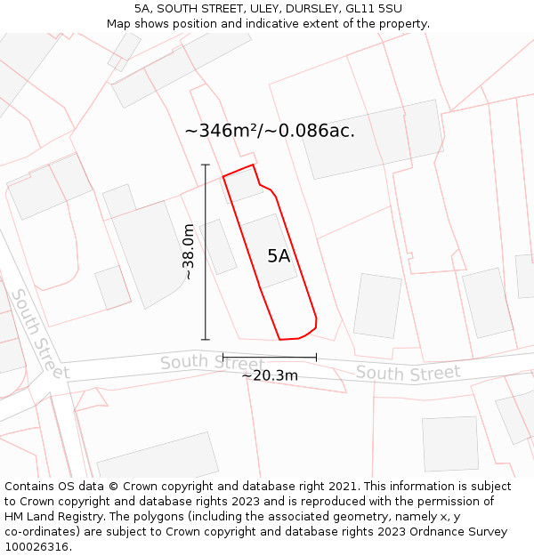 5A, SOUTH STREET, ULEY, DURSLEY, GL11 5SU: Plot and title map