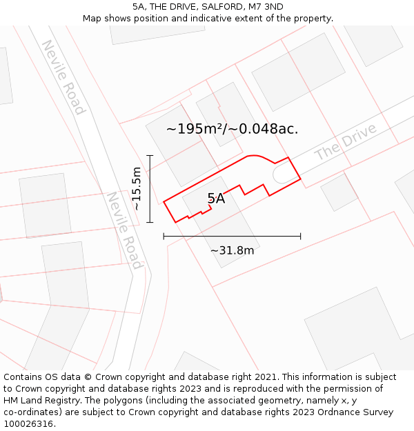 5A, THE DRIVE, SALFORD, M7 3ND: Plot and title map