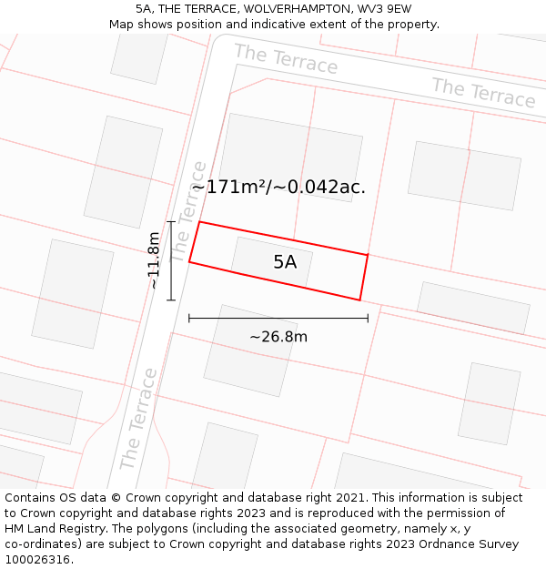 5A, THE TERRACE, WOLVERHAMPTON, WV3 9EW: Plot and title map