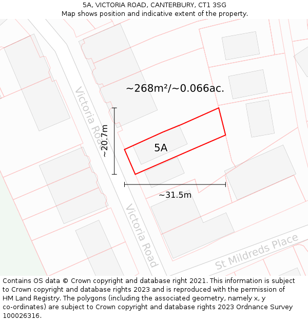 5A, VICTORIA ROAD, CANTERBURY, CT1 3SG: Plot and title map