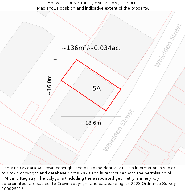 5A, WHIELDEN STREET, AMERSHAM, HP7 0HT: Plot and title map