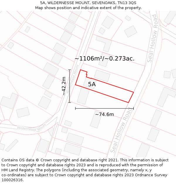 5A, WILDERNESSE MOUNT, SEVENOAKS, TN13 3QS: Plot and title map