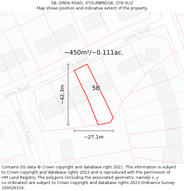 5B, DREW ROAD, STOURBRIDGE, DY9 0UZ: Plot and title map