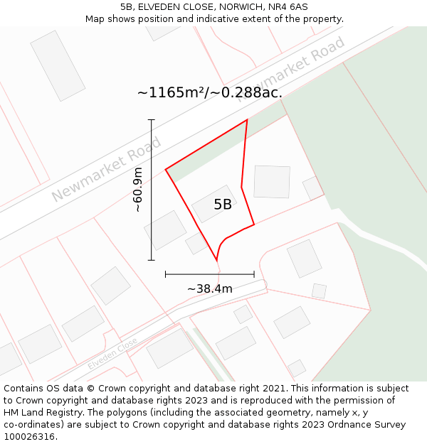 5B, ELVEDEN CLOSE, NORWICH, NR4 6AS: Plot and title map