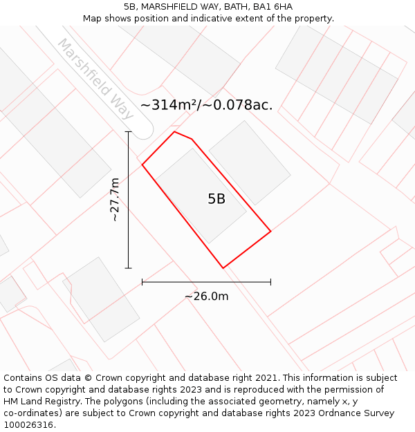 5B, MARSHFIELD WAY, BATH, BA1 6HA: Plot and title map