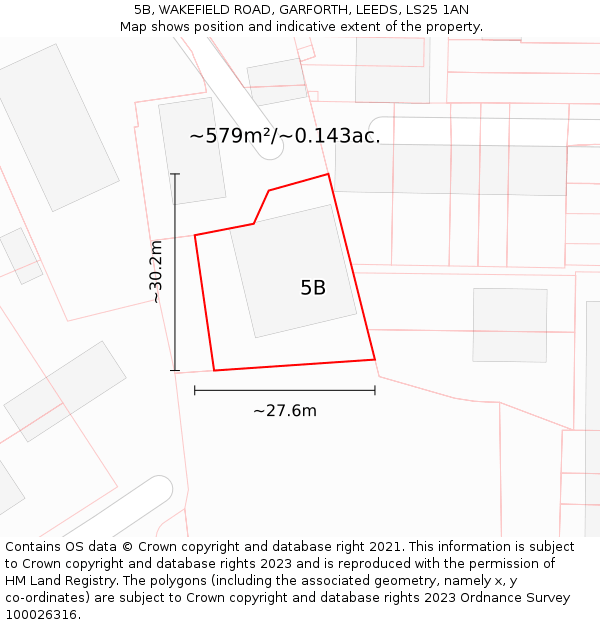 5B, WAKEFIELD ROAD, GARFORTH, LEEDS, LS25 1AN: Plot and title map