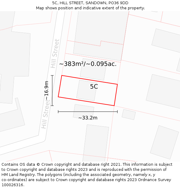 5C, HILL STREET, SANDOWN, PO36 9DD: Plot and title map