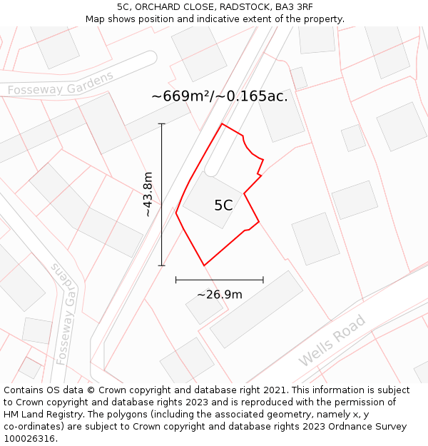5C, ORCHARD CLOSE, RADSTOCK, BA3 3RF: Plot and title map