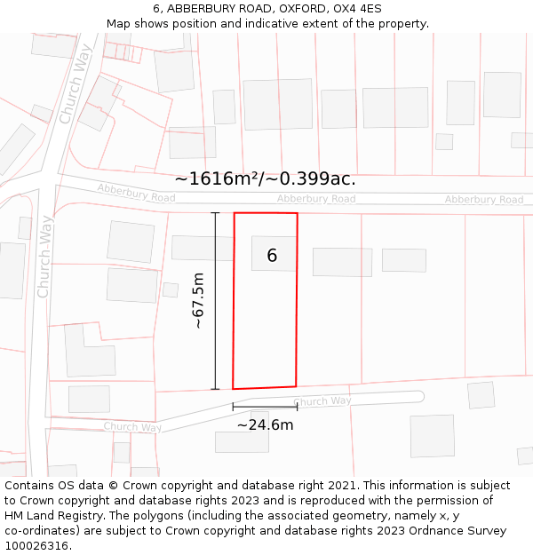 6, ABBERBURY ROAD, OXFORD, OX4 4ES: Plot and title map