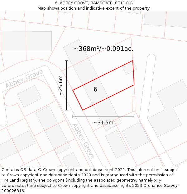 6, ABBEY GROVE, RAMSGATE, CT11 0JG: Plot and title map